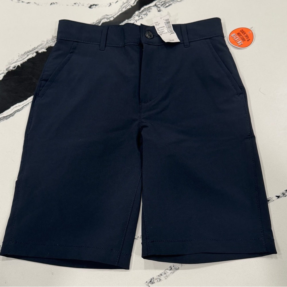 NWT The Children’s Place Boys Uniform Quick Dry Chino Shorts, Navy Blue Size 8